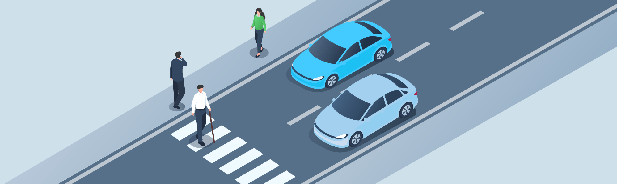 DMV Permit Car Sharing the road - Where should you stop when giving the right-of-way to a blind person crossing the street?