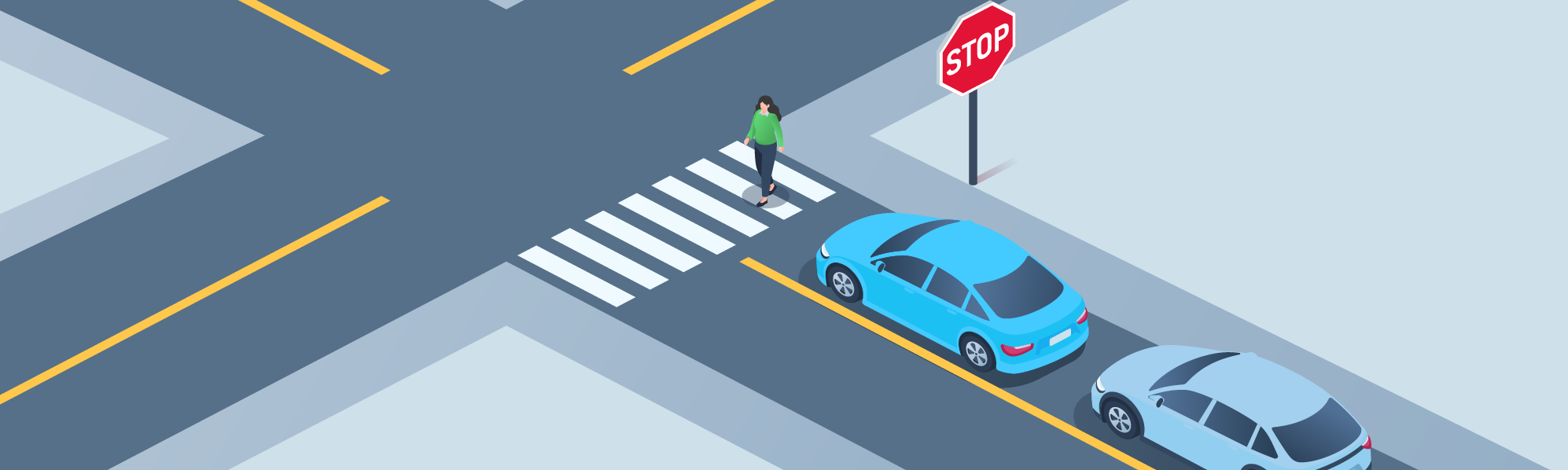 Sharing the road - What should you do when approaching a stopped vehicle that is letting pedestrians cross the road at the intersection?