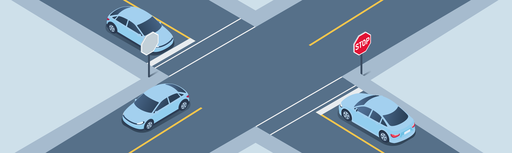 DMV Permit Car Intersections - Where should you stop when facing a stop sign or red traffic light?