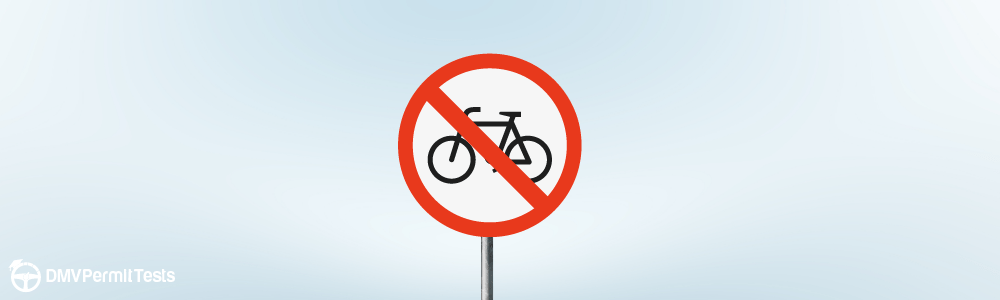 DMV Permit Car Traffic Signs - What does this road sign indicate regarding bicycles?