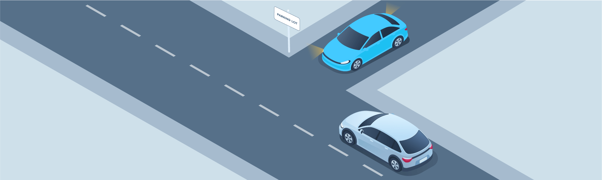 Intersections - You are driving out of a parking lot and intend to turn right when you enter a street. A vehicle approaches from your left. What should you do?