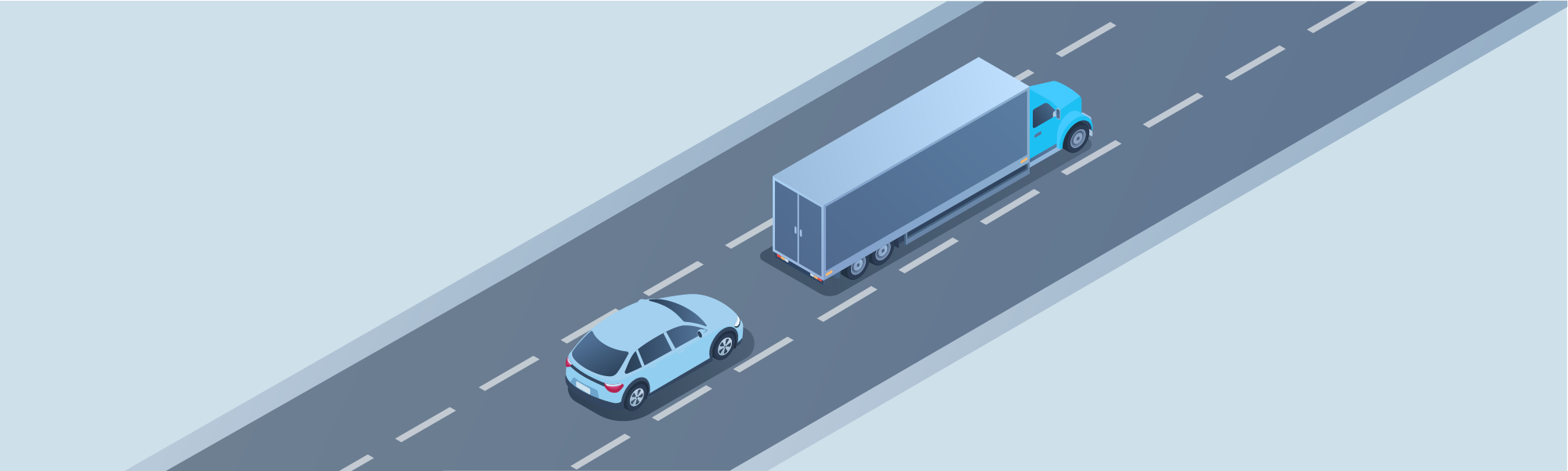 Sharing the road - How should you pass a large truck driving in the middle of three lanes?