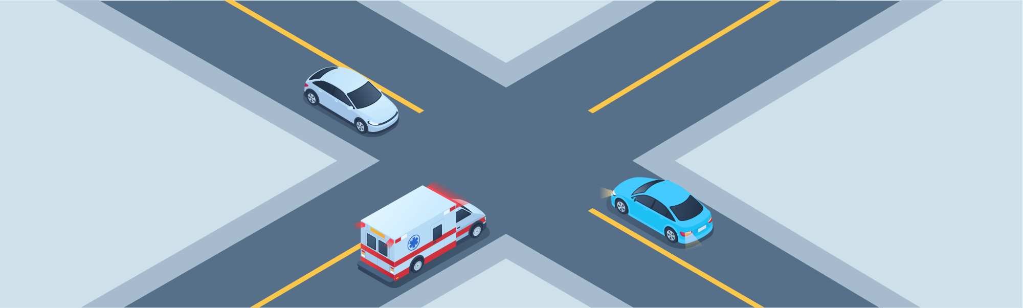 Dealing with particular situations - If you are at an intersection preparing to make a turn and suddenly an emergency vehicle appears to be approaching, what should you do?