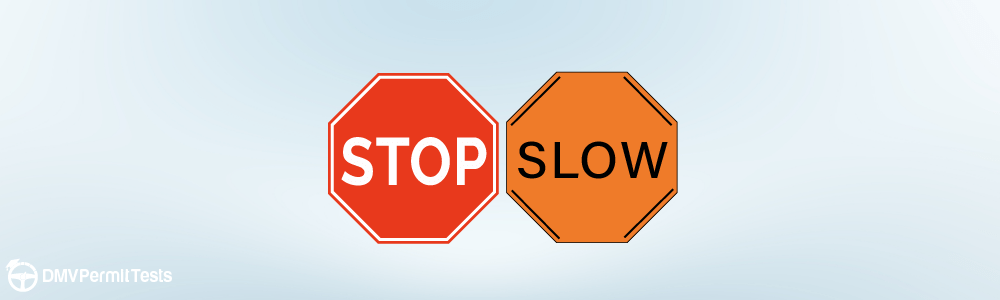 Traffic Signs - What do these signs tell drivers to do when carried by a flagperson in the construction zone?