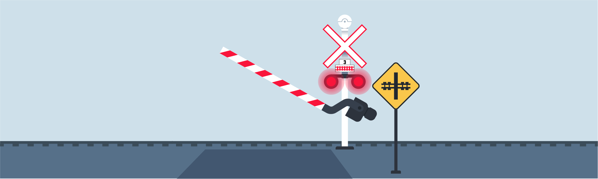 Stopping - What should you do when the crossbuck sign at a railroad crossing has flashing red lights?