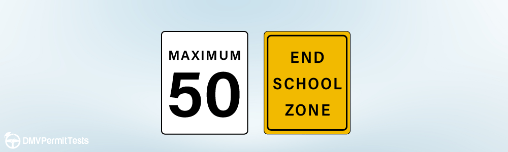 DMV Permit Car Traffic Signs - What does this road sign indicate to drivers regarding the school zone and speed limit ahead?