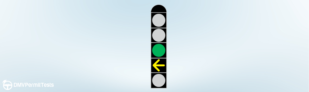 Traffic Signs - What does a steady yellow arrow displayed with a circular green indicate?