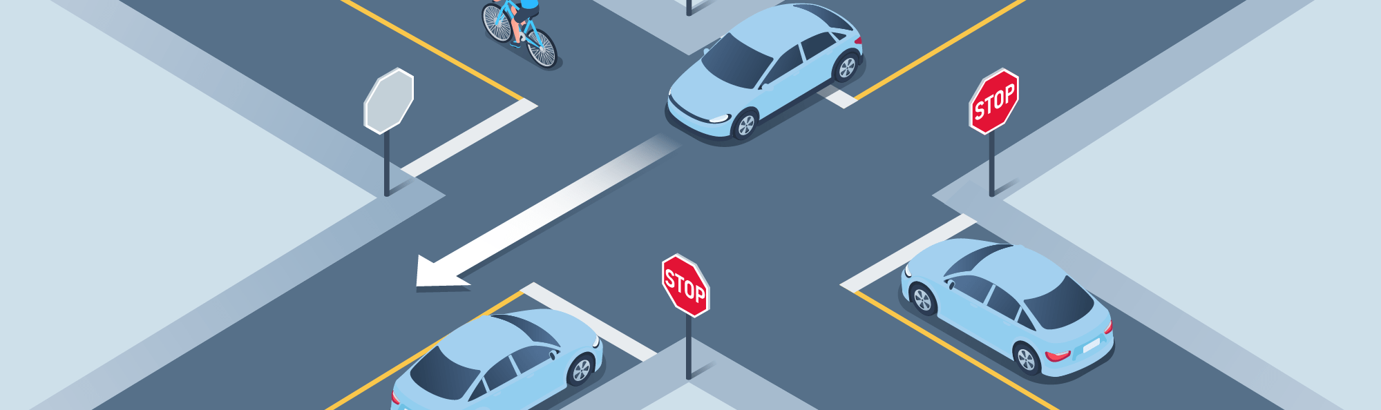 Intersections - At controlled intersections with stop signs, who has the right-of-way?