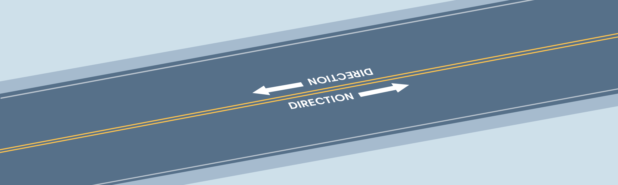 DMV Permit Car Traffic Signs - What do the solid yellow lines on this road indicate?