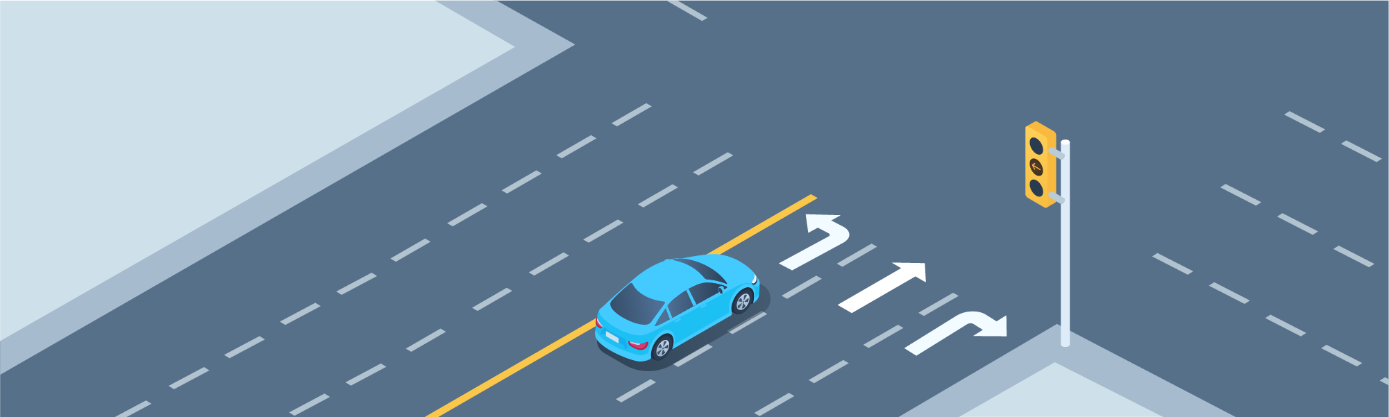 Changing directions - What should you do when approaching an intersection in a left-turn lane with a yellow arrow signal?