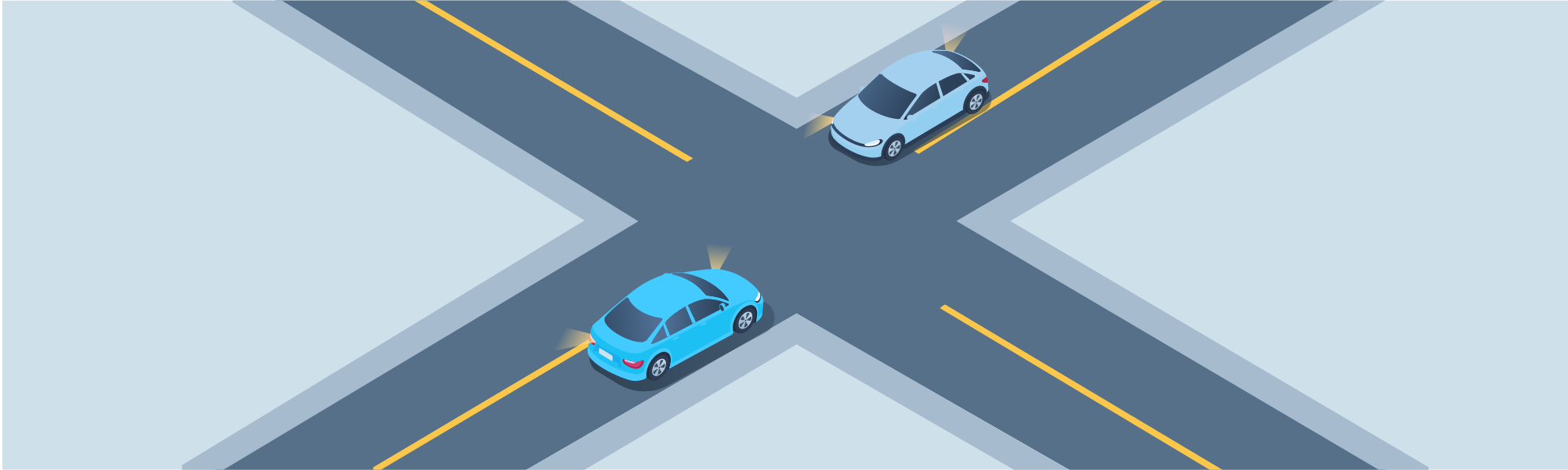 Changing directions - When you're turning left and encounter an oncoming vehicle with its right turn signal on, what should you do to ensure safety?