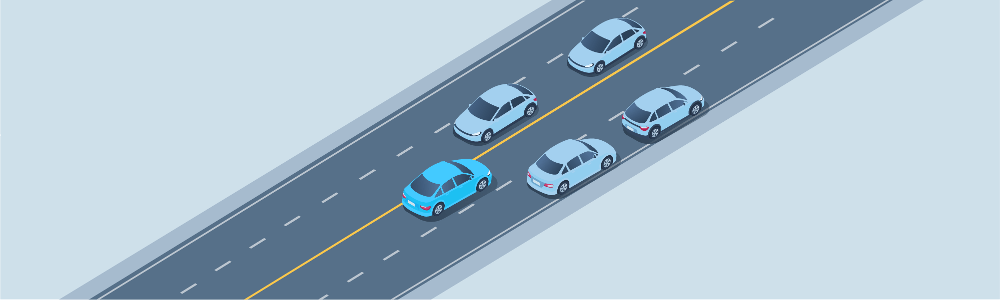 Changing positions - If you are driving and there are oncoming vehicles on your left and a row of parked vehicles on your right. Where should you position yourself on the roadway in this situation?