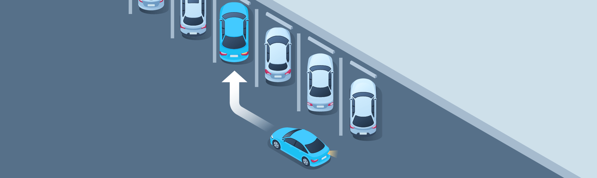 Parking - When entering an angled parking space, what should you do?