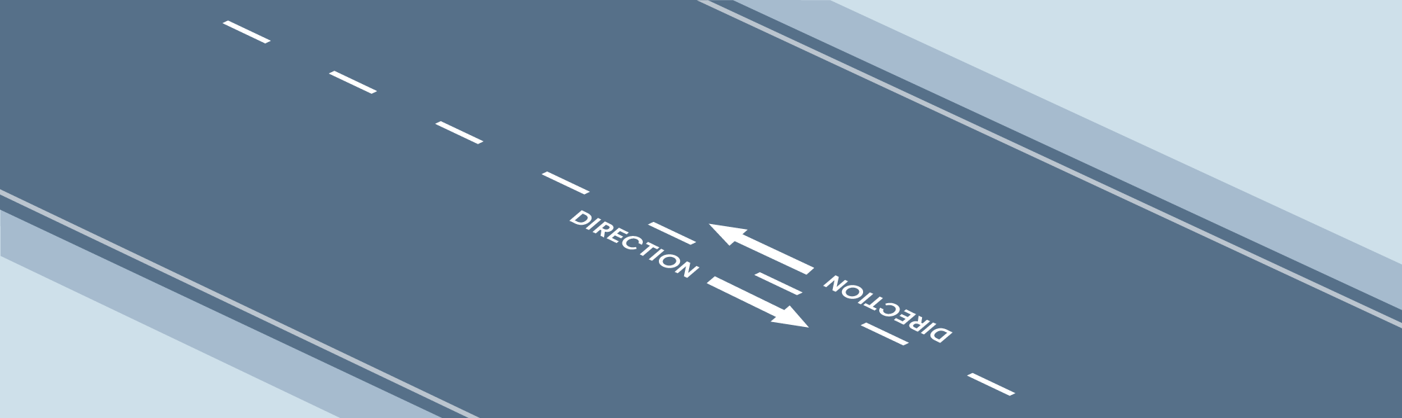 DMV Permit Car Traffic Signs - What does the broken white line between the two roads in the picture indicate?