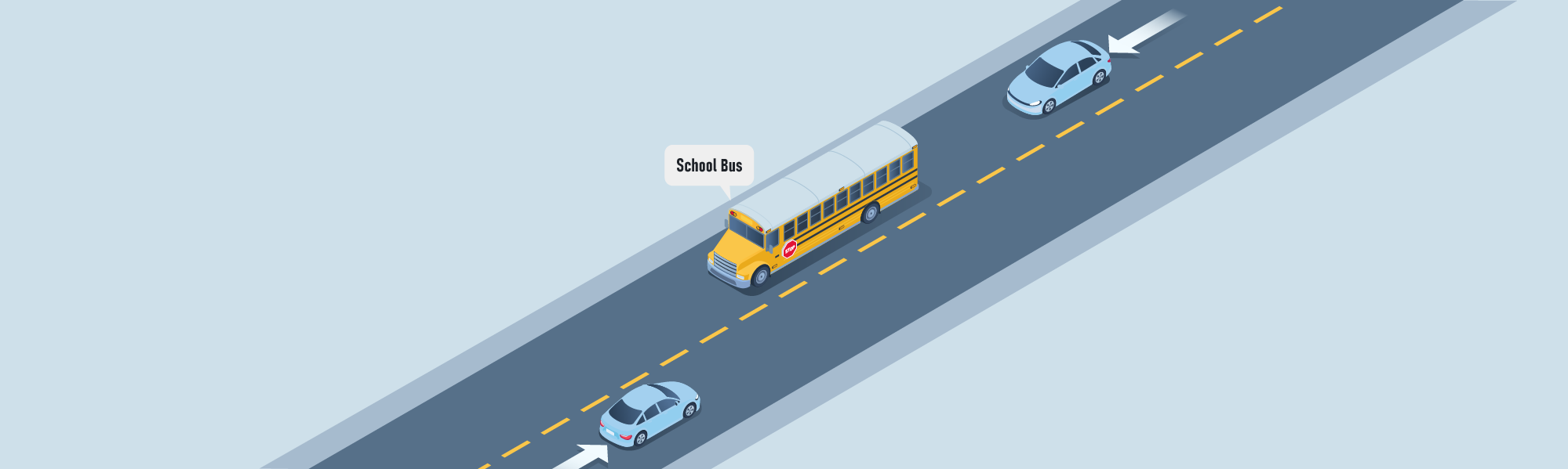 Stopping - Which lanes should stop for a school bus on a two-lane undivided highway?