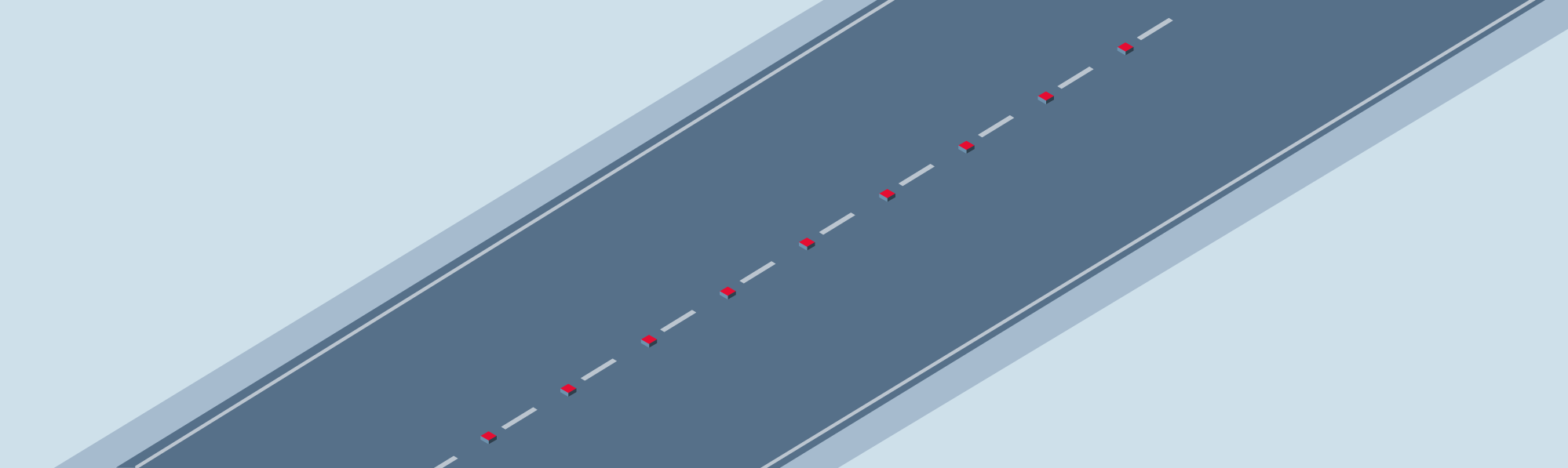 Driving along - What does the presence of red reflectors on lane lines indicate?